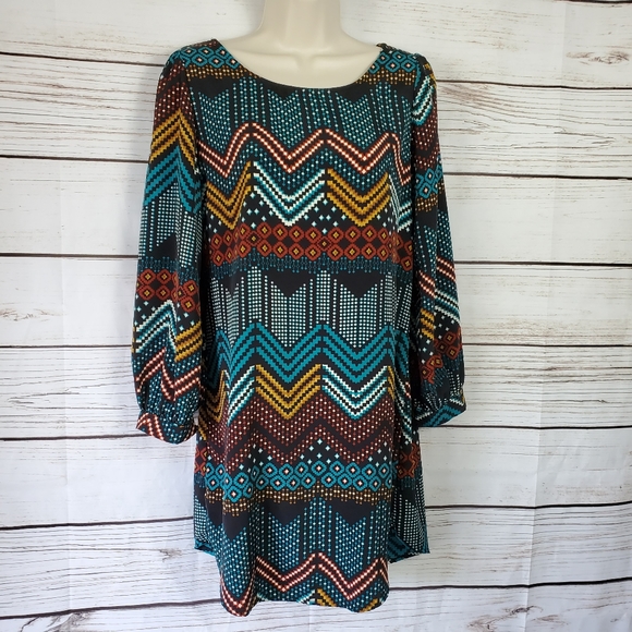 The Vintage Shop | Geo Print Midi Chevron Dress - Picture 3 of 8